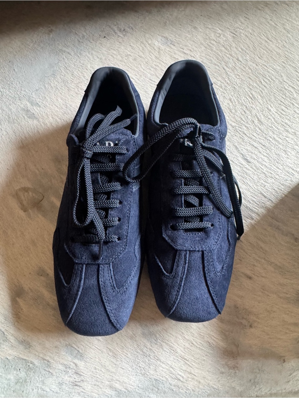 BRAND NEW IN BOX Prada Women’s  Navy Suede Lace-Up Sneakers